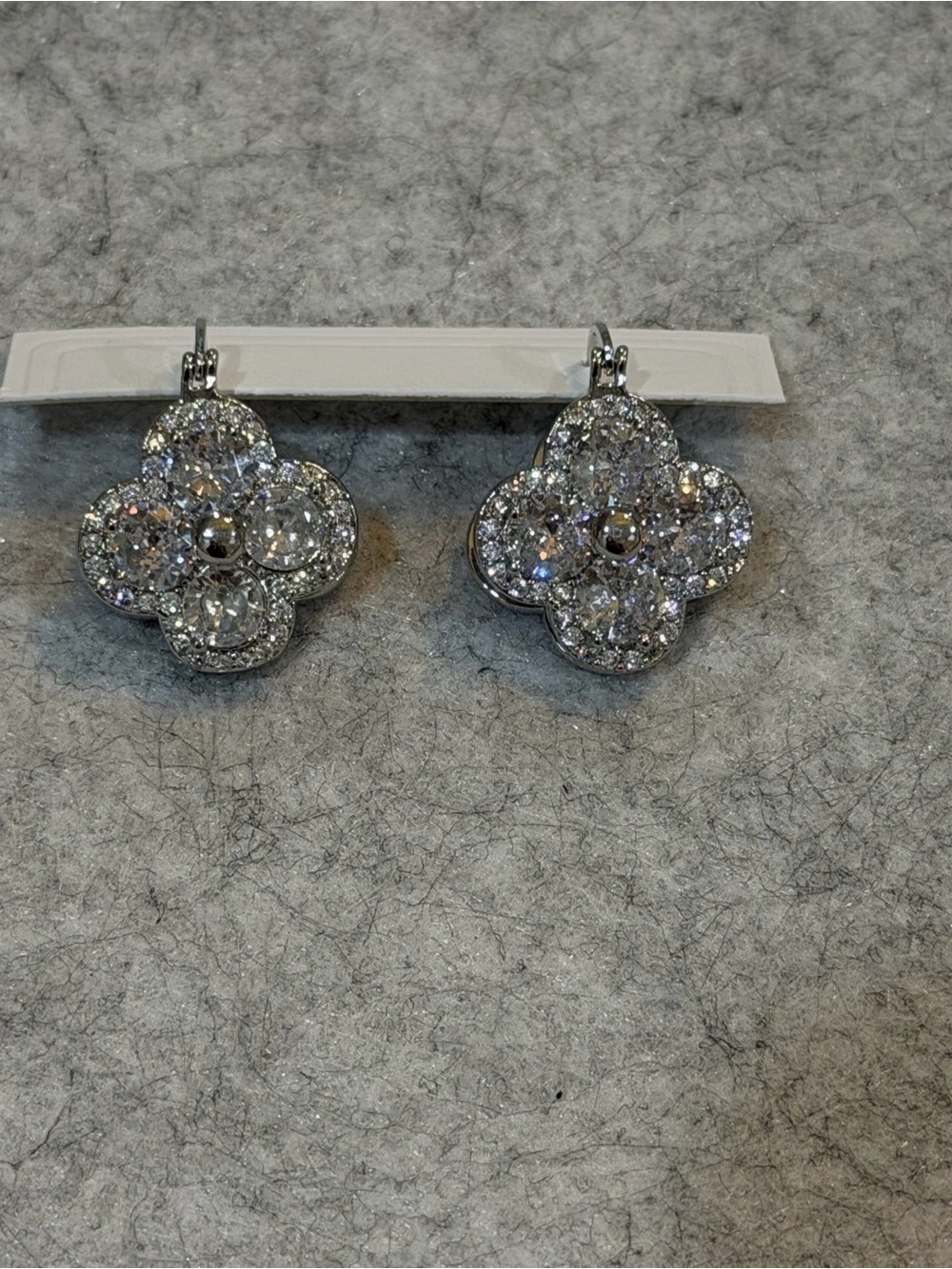 Silver- Tone Sparkling Clover Drop Earrings - Gold